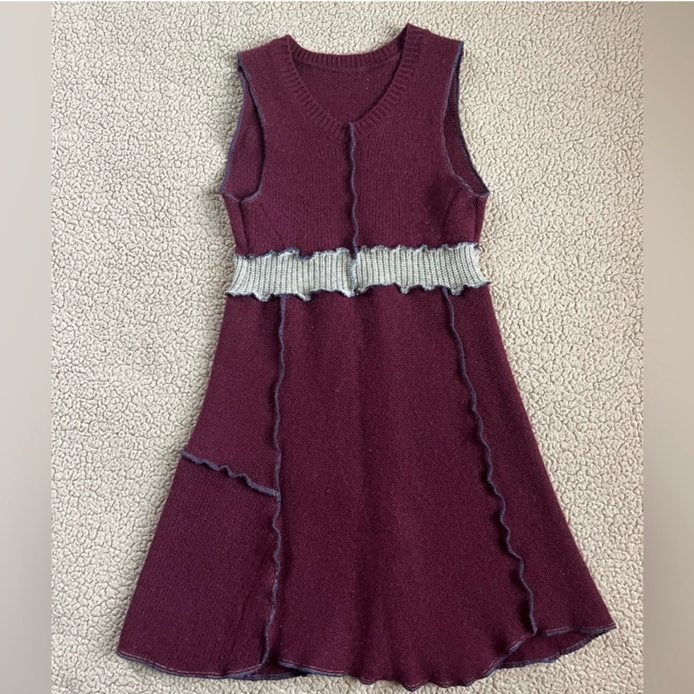 Sleeveless Burgundy Knit Tunic Handmade